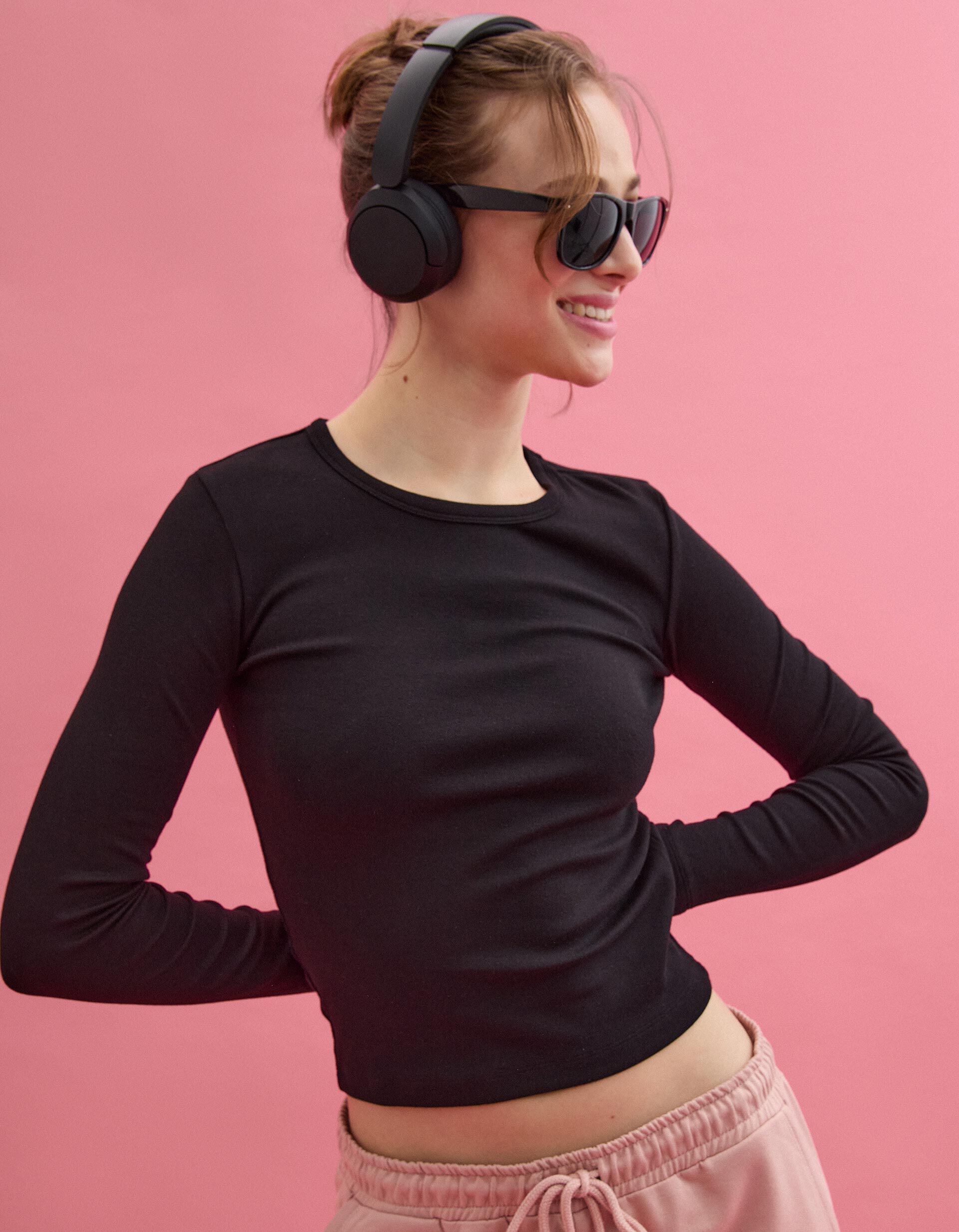 Comprar Online T-shirt Manga Comprida, Mulher, Preto