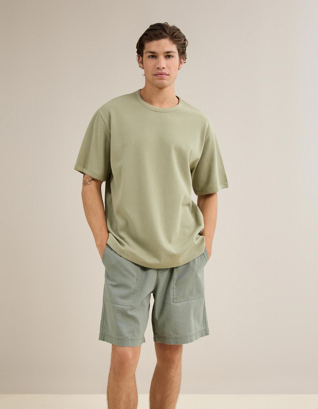 T-shirt Waffle, Homem, Verde