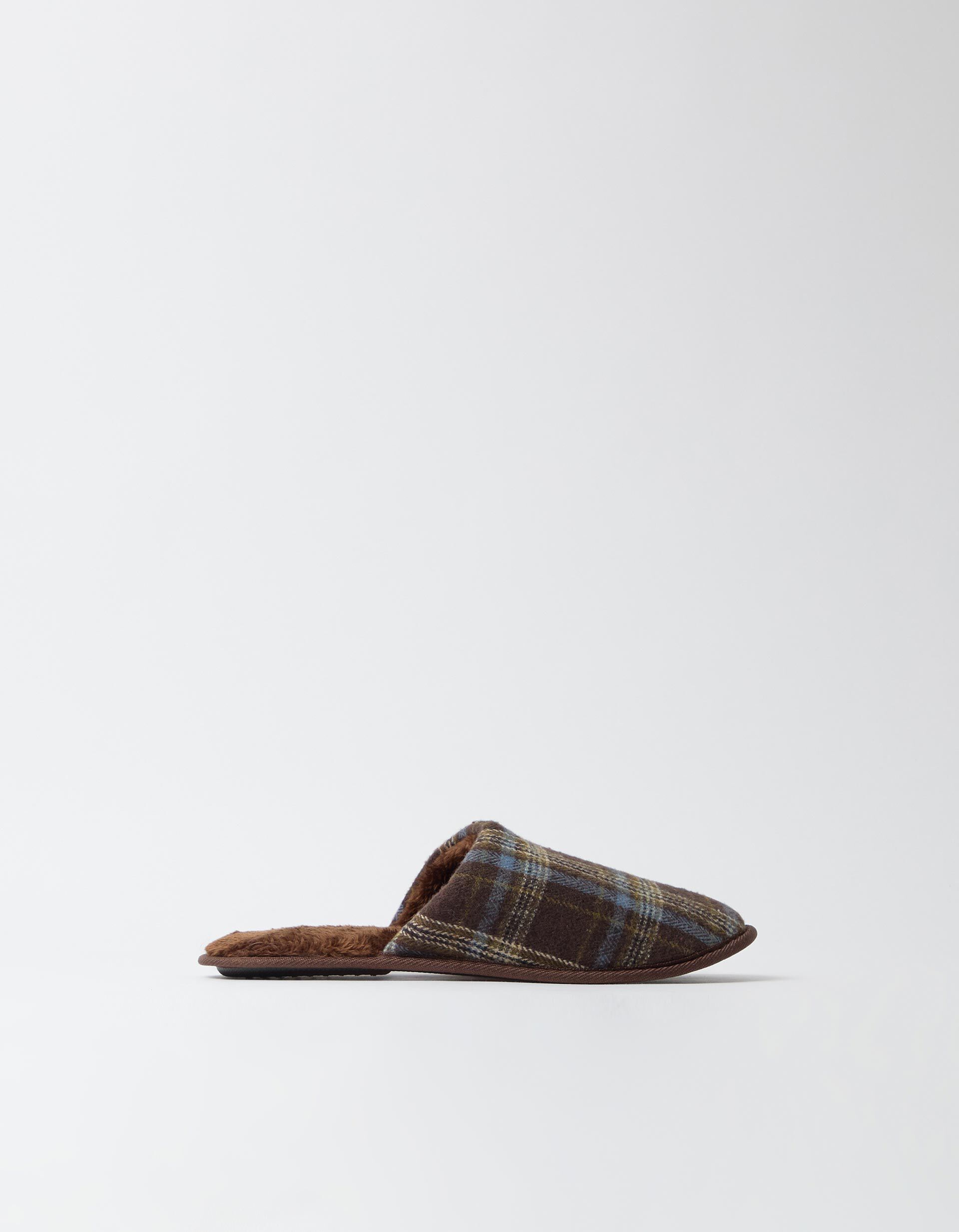 Comprar Online Chinelos De Quarto Xadrez, Homem, Castanho