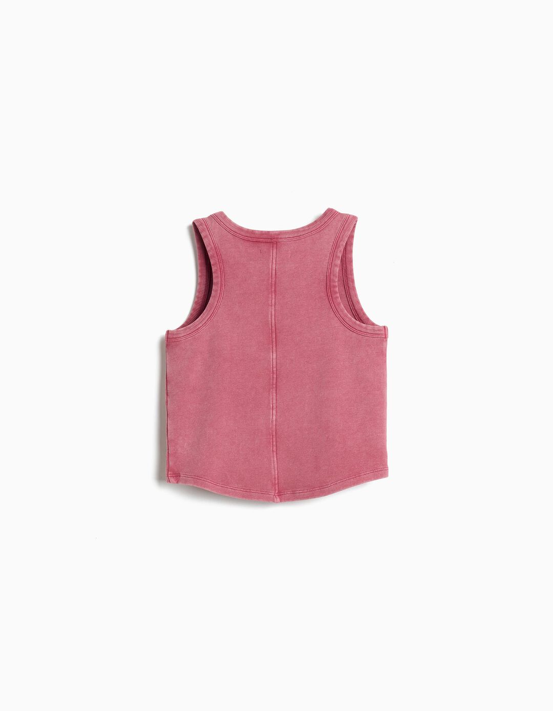 Top de Malha Canelada, Menina, Rosa Escuro