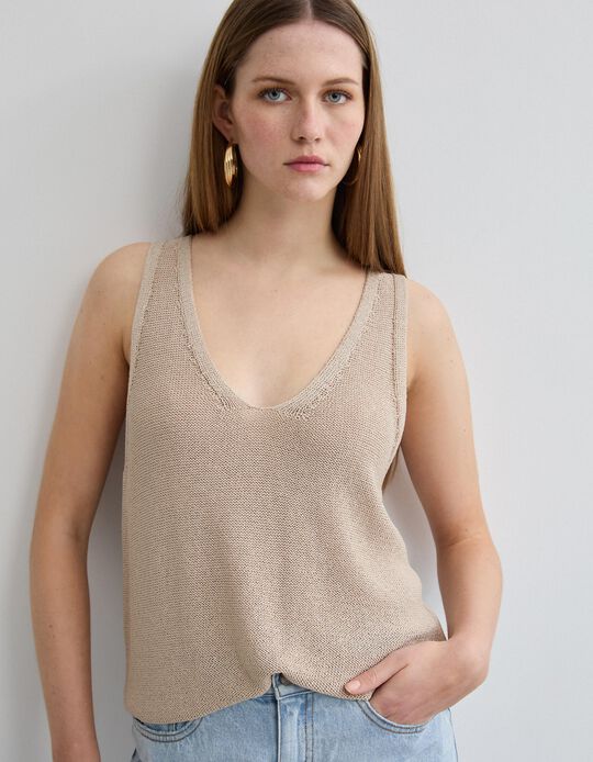 Comprar Online Top Malha, Mulher, Bege Claro