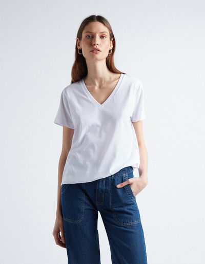 V-neck T-shirt, Women, White