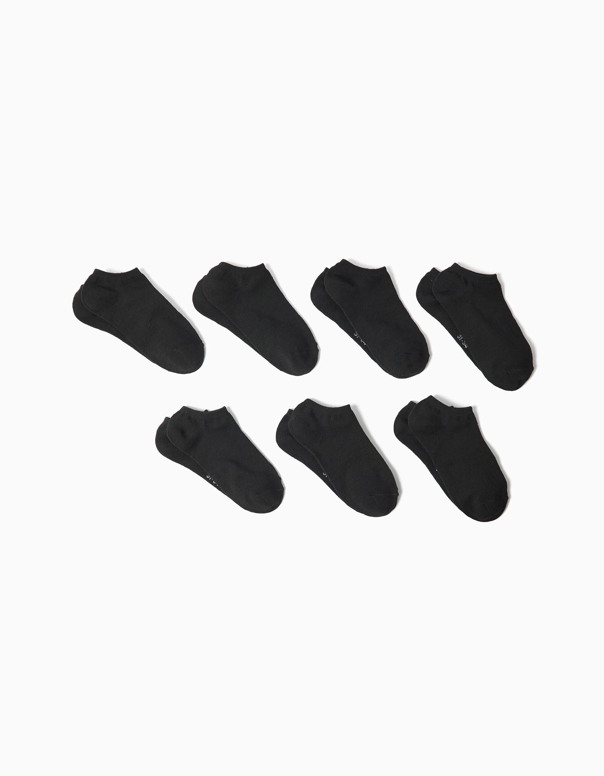 Comprar Online Pack 7 Pares de Meias Tornozelo, Crian&ccedil;a, Preto