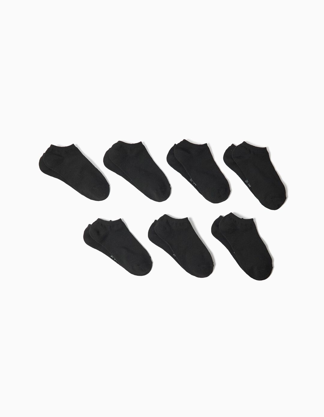 Pack 7 Pares de Meias Tornozelo, Crian&ccedil;a, Preto
