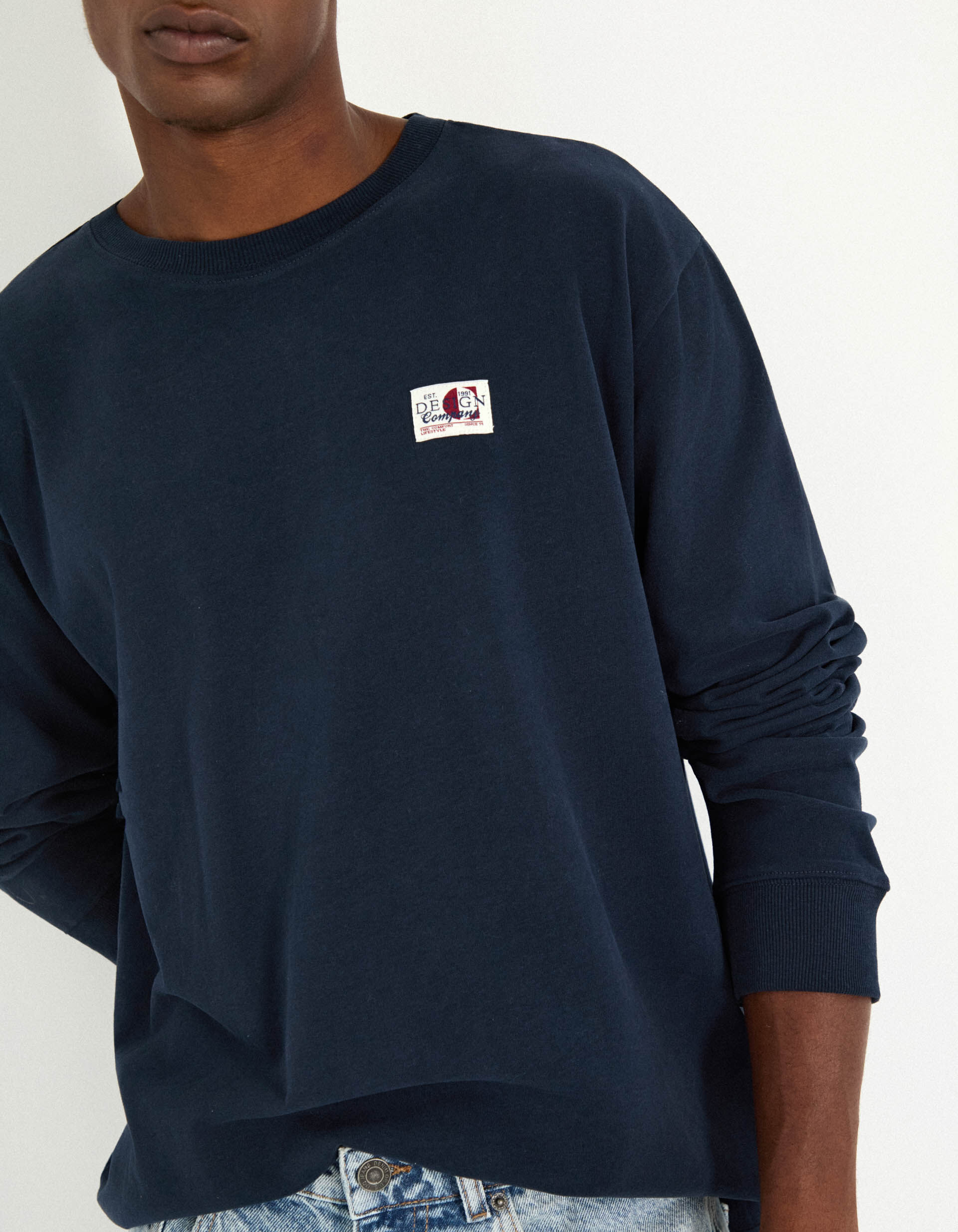 Comprar Online T-shirt de Manga Comprida, Homem, Azul Escuro