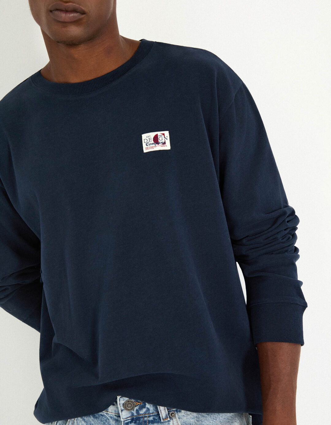 T-shirt de Manga Comprida, Homem, Azul Escuro