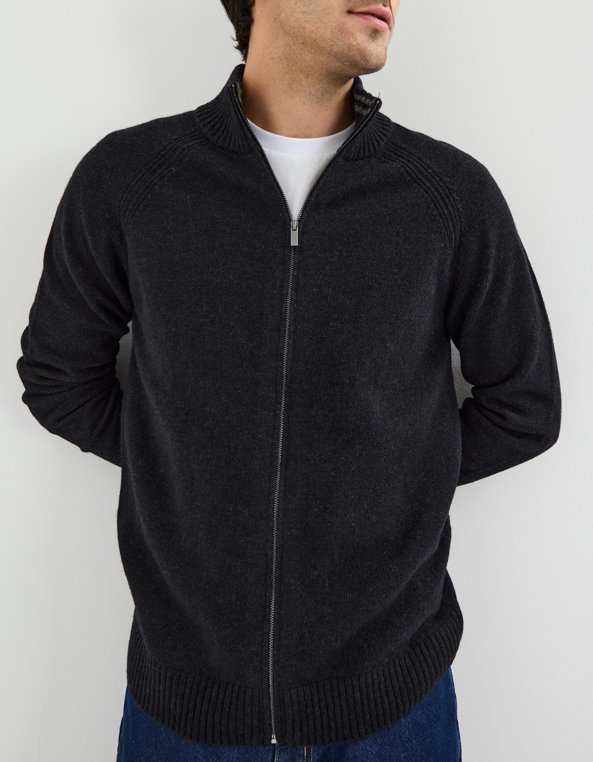 Comprar Online Casaco de Fecho com L&atilde;, Homem, Cinzento Escuro