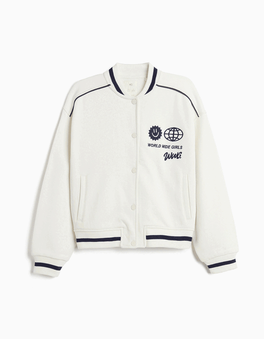 Comprar Online Bomber De Felpa, Menina, Branco