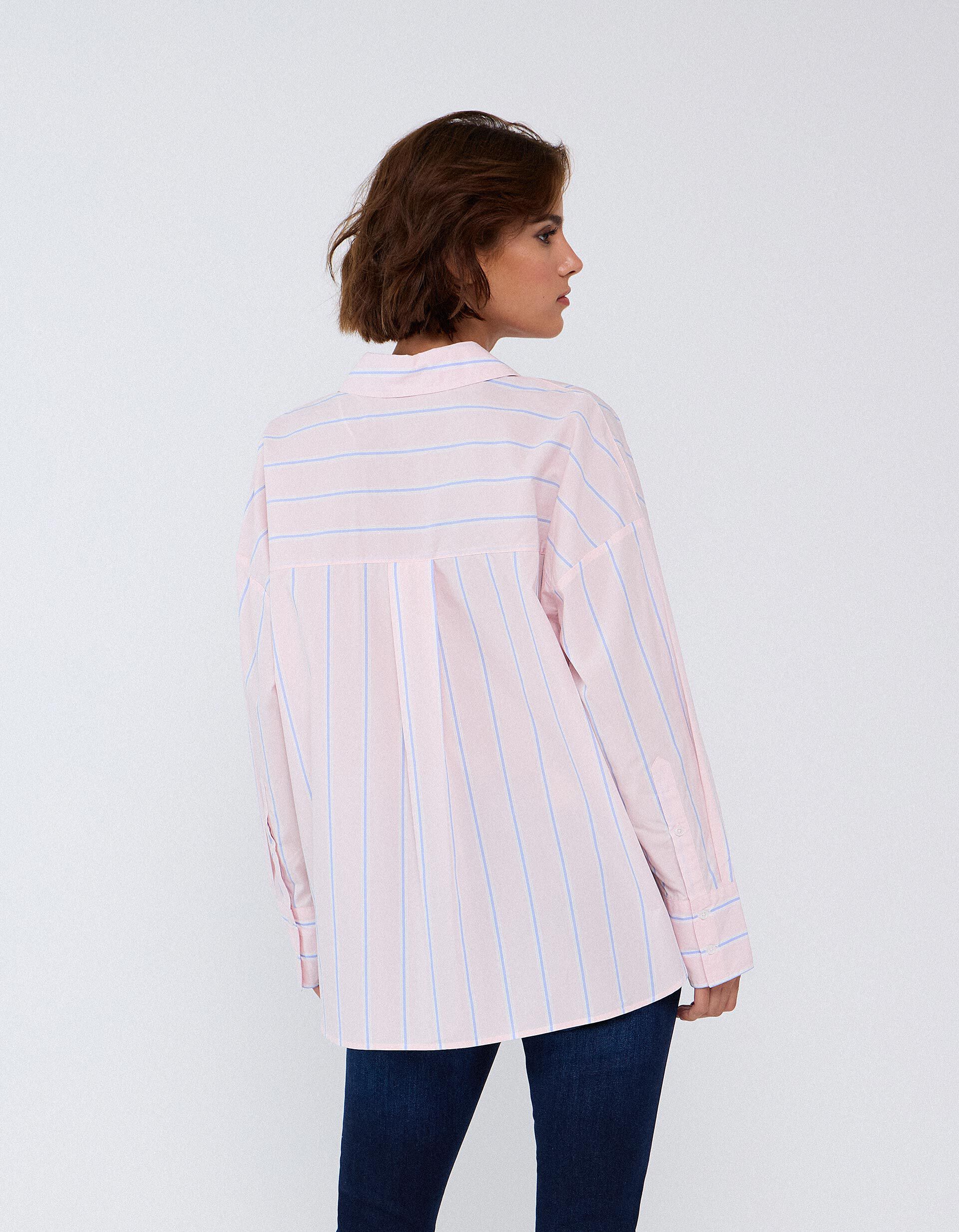 Comprar Online Camisa Oversize &Agrave;s Riscas, Mulher, Rosa Claro