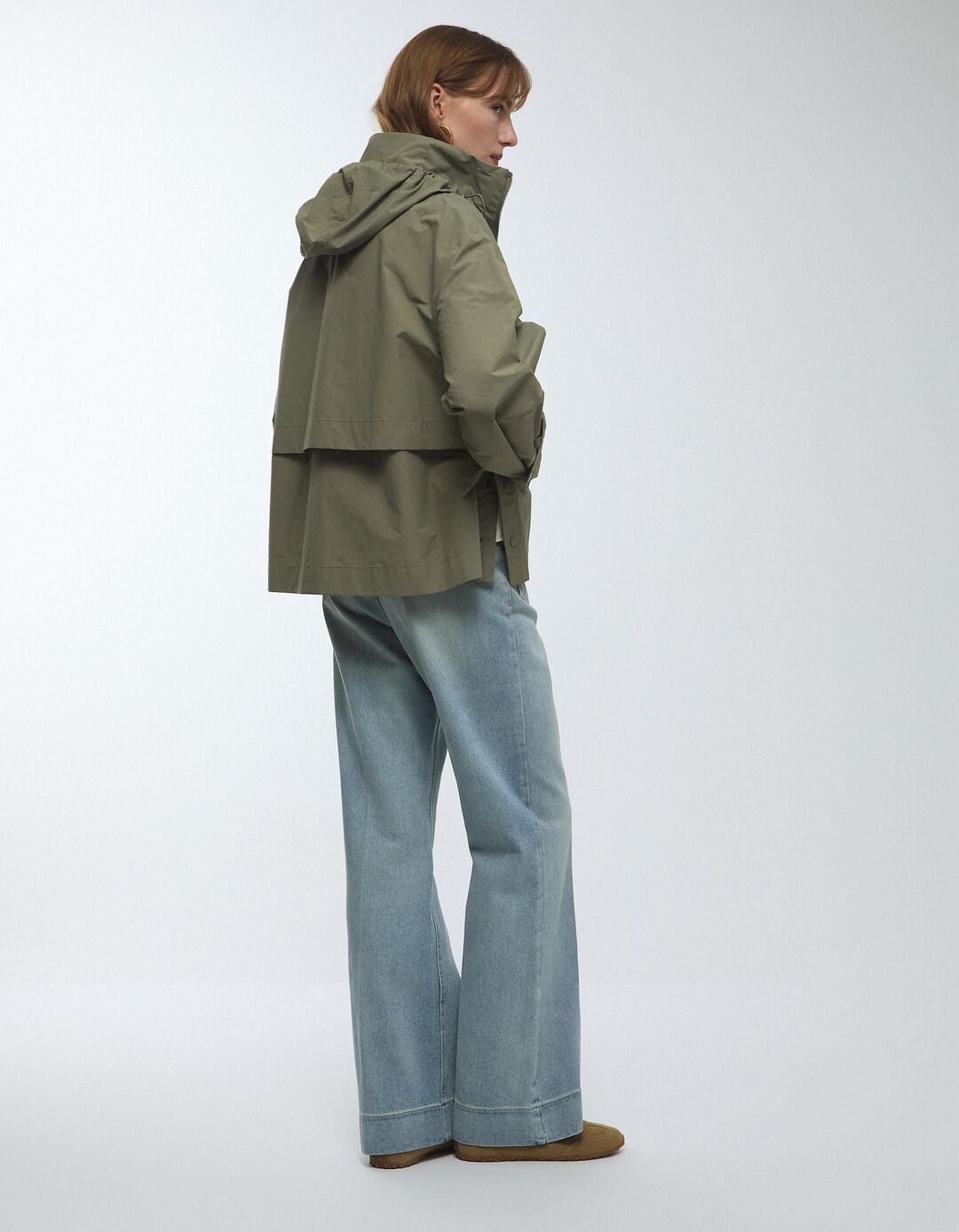 Parka Curta, Mulher, Verde Escuro