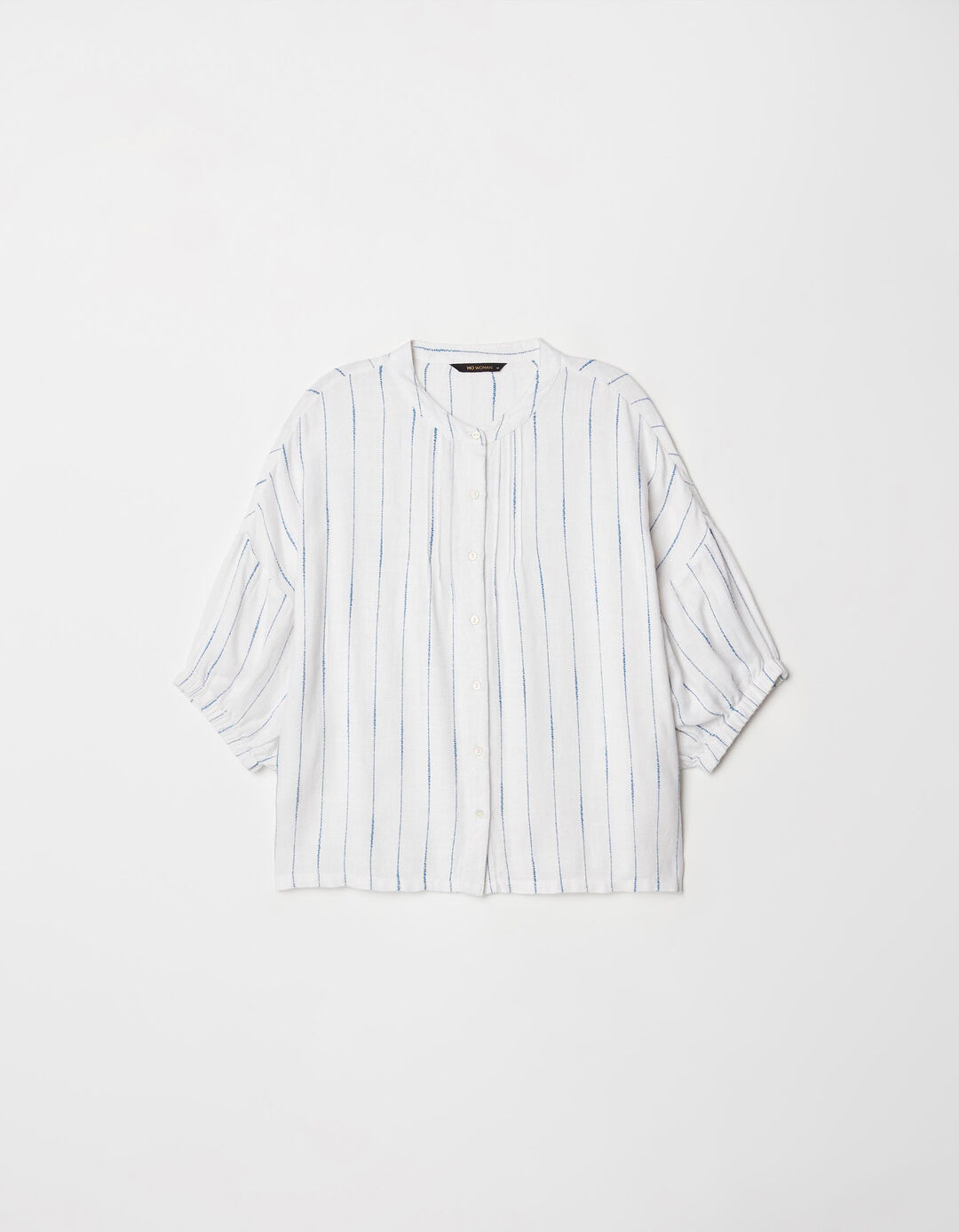 Linen Blend Striped Shirt, Women, White