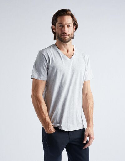 V-neck T-shirt, Men, Light Grey