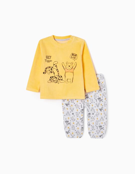Pijama de Veludo em Algodão para Bebé 'Winnie the Pooh', Cinza/Amarelo