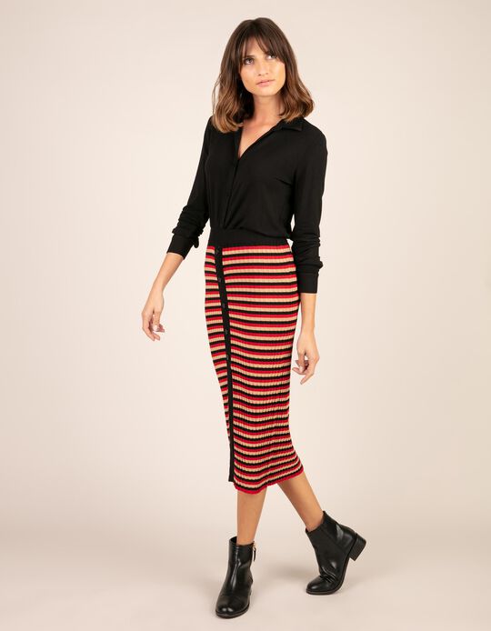 Saia em malha canelada