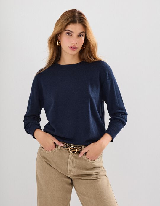Comprar Online Camisola de Lã com Caxemira, Mulher, Azul Escuro