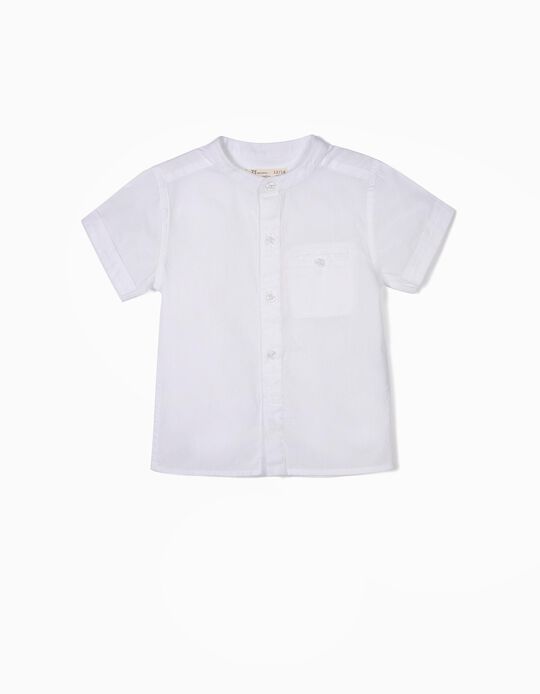 Camisa para Bebé Menino com Gola Mao, Branco