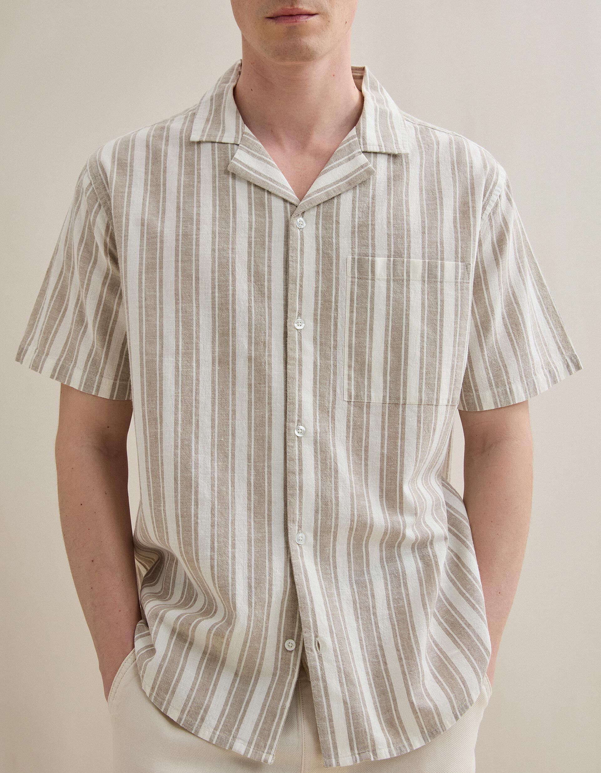 Comprar Online Camisa Resort com Linho, Homem, Bege