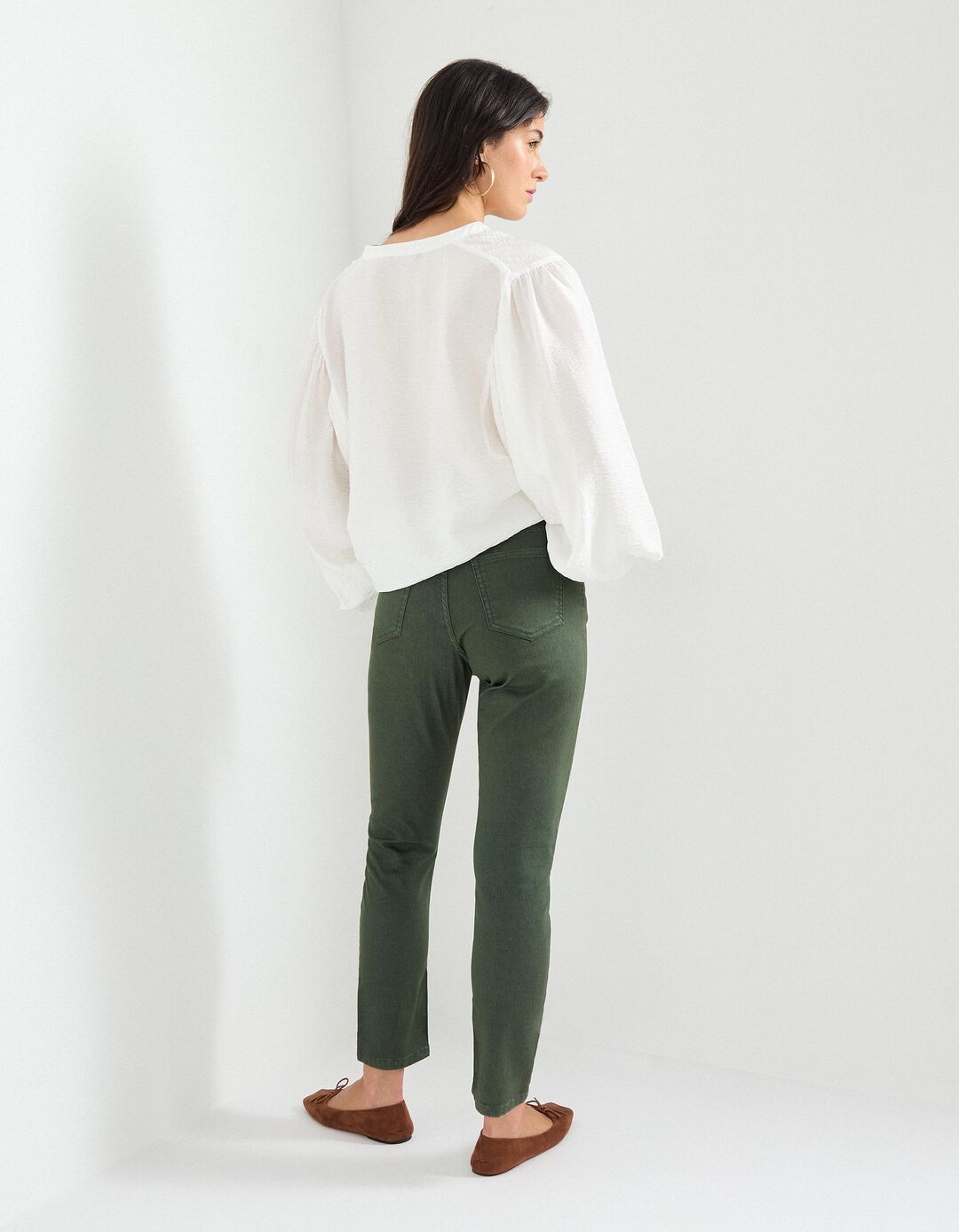 Calças de Ganga 'Skinny', Mulher, Verde Escuro