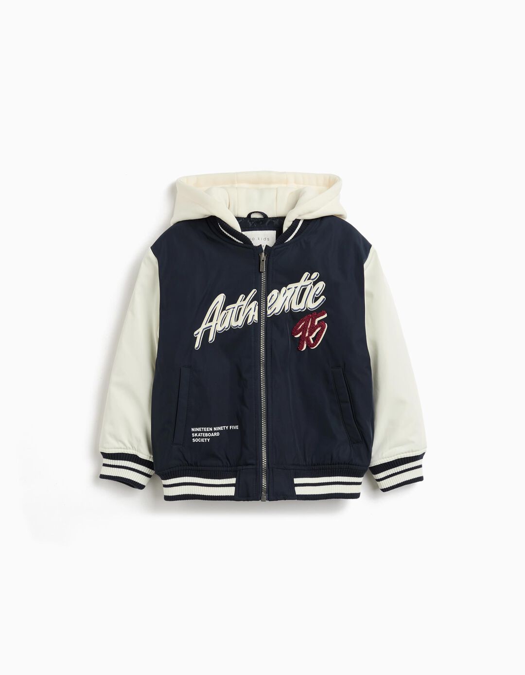 Casaco Bomber com Capuz, Menino, Azul Escuro