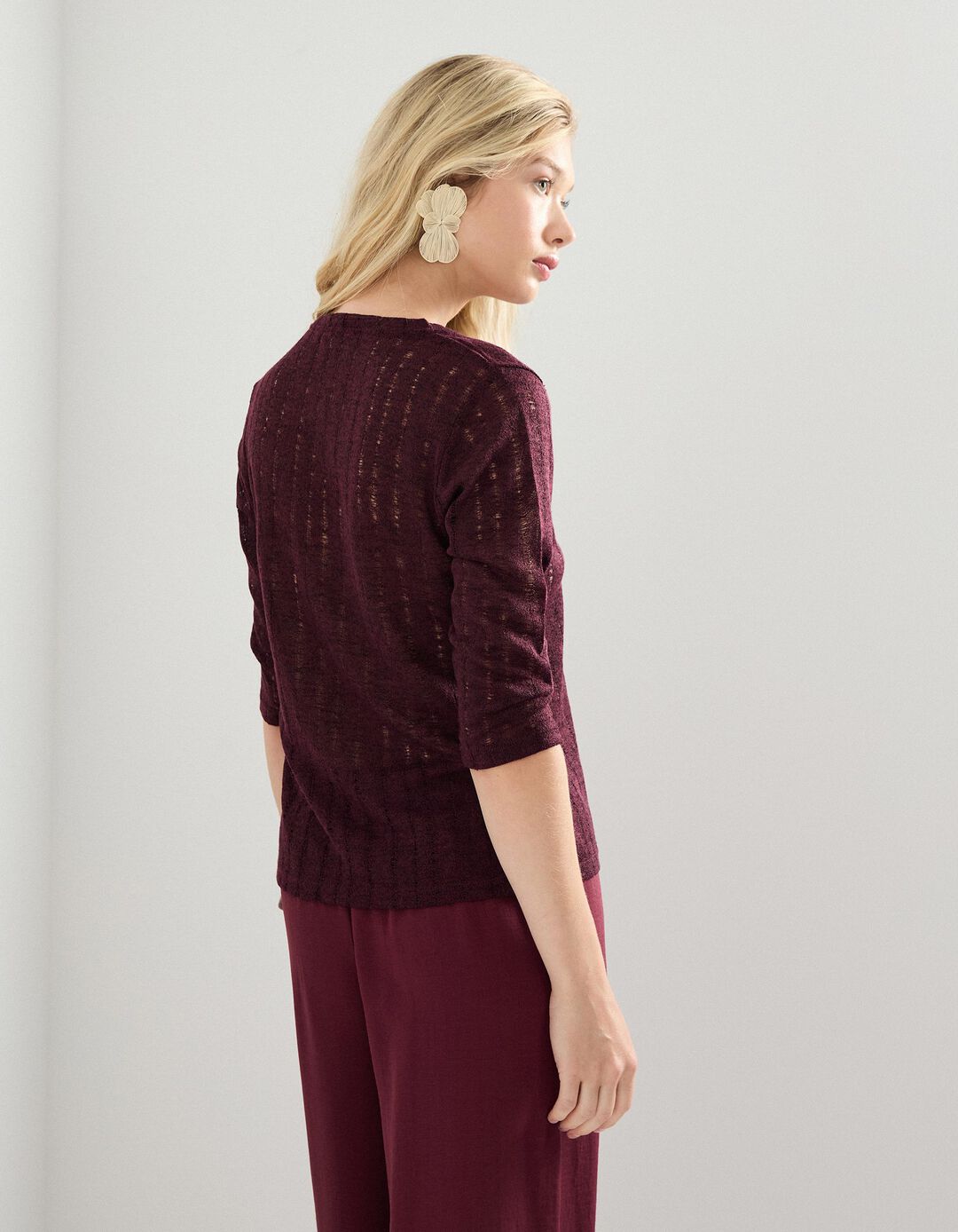 T-shirt em Malha, Mulher, Roxo