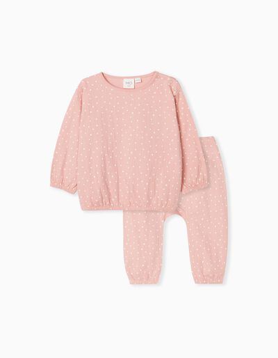 Long Sleeve T-shirt + Trousers Set, Baby Girls, Light Pink