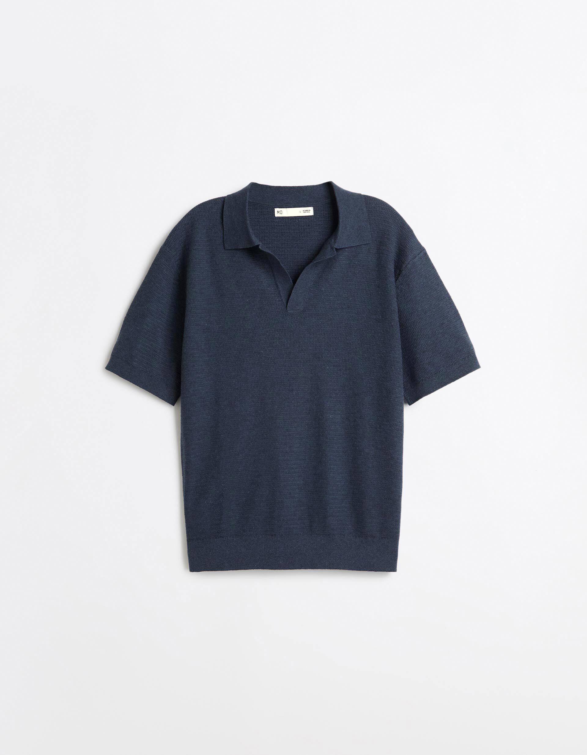 Comprar Online Polo De Malha Tricotada Com Linho, Homem, Azul Escuro