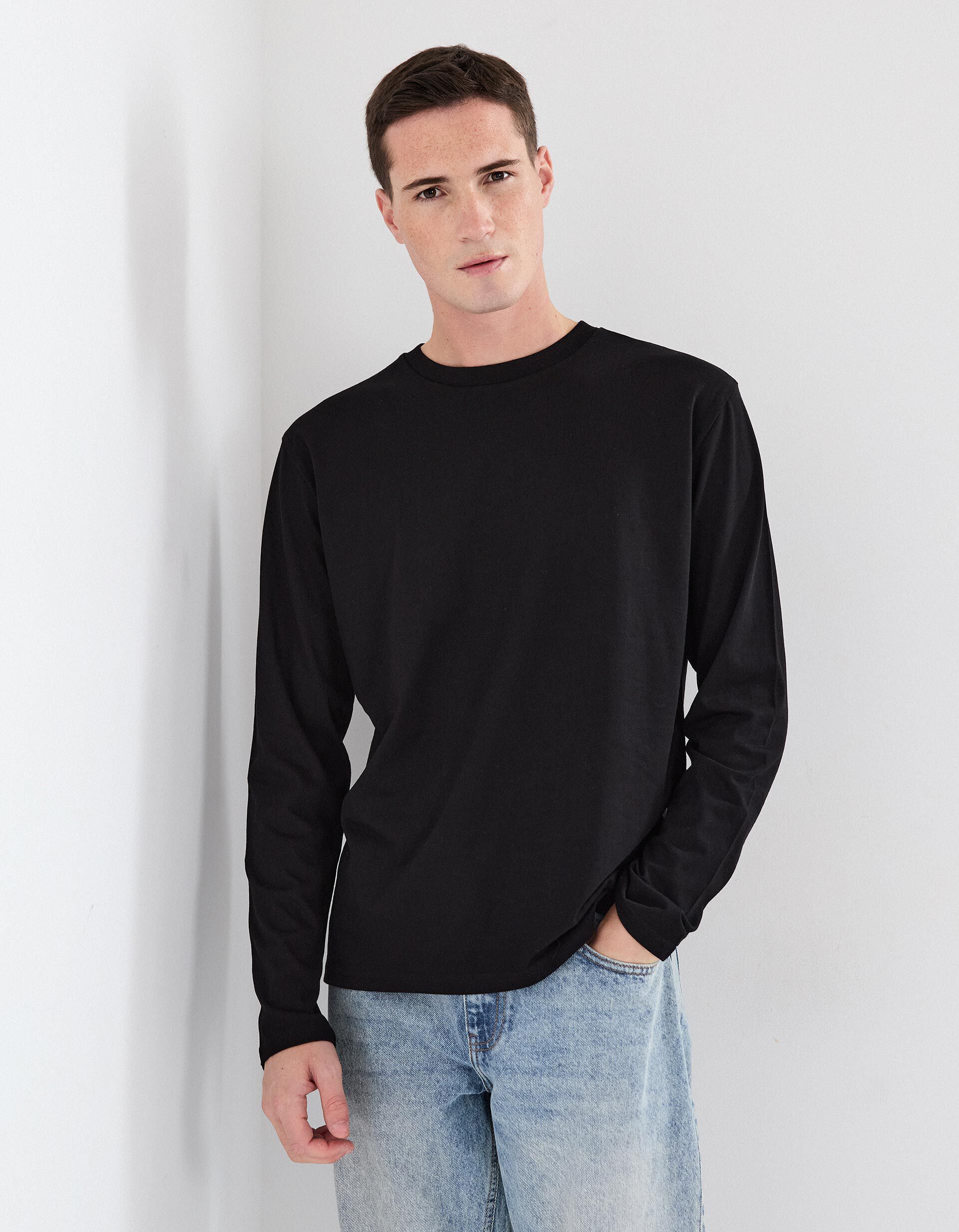 Comprar Online T-shirt de Manga Comprida, Homem, Preto