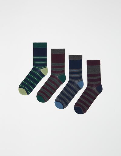 4 Pairs of Striped Socks Pack, Men, Multicolour