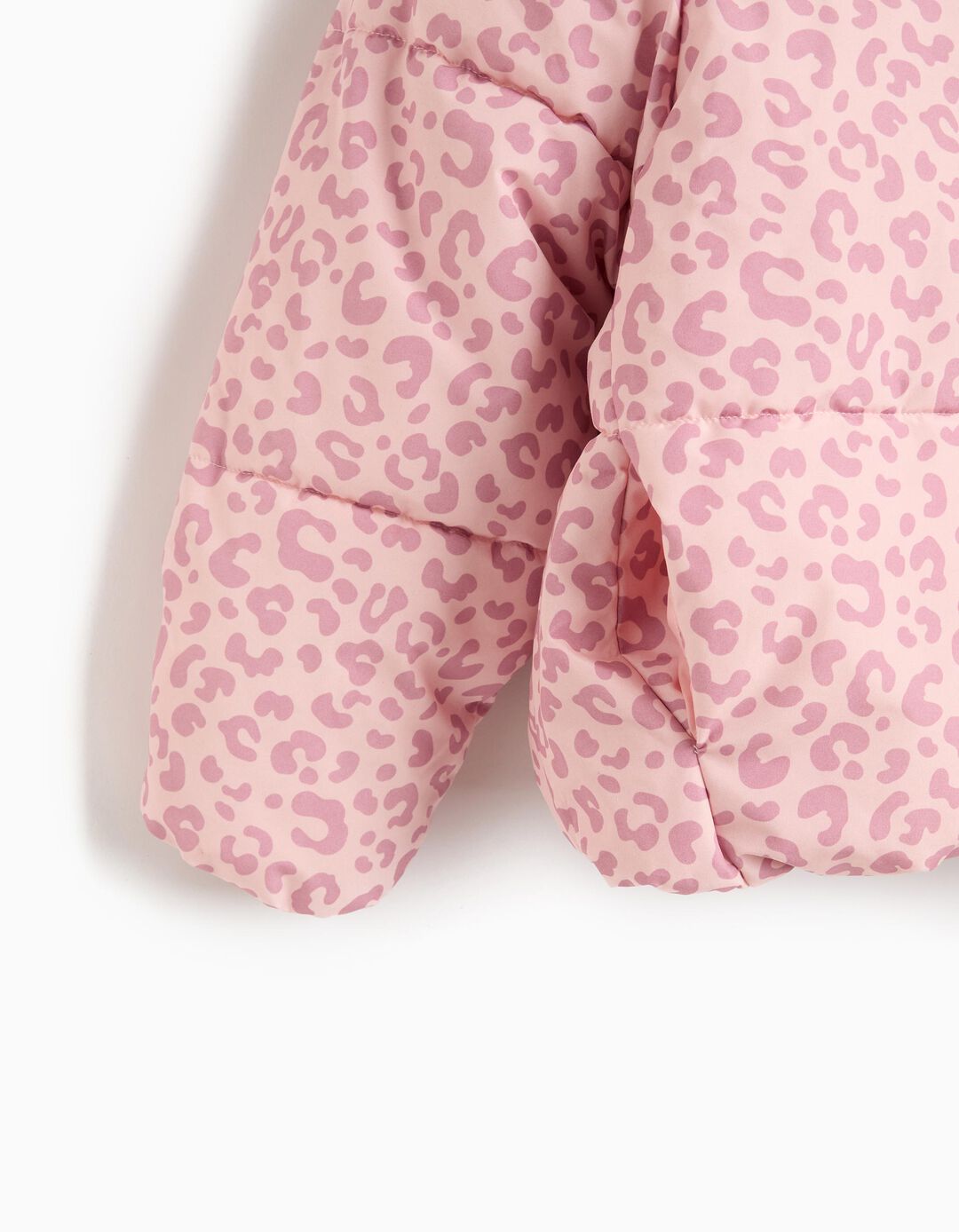 Casaco Acolchoado Animal Print, Menina, Rosa Claro