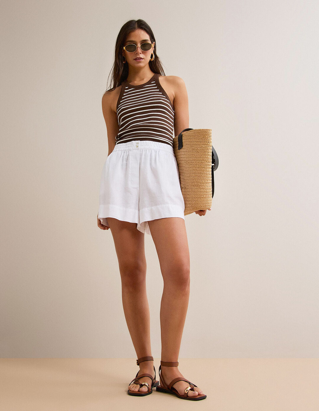 Tank Top Canelado, Mulher, Castanho Escuro