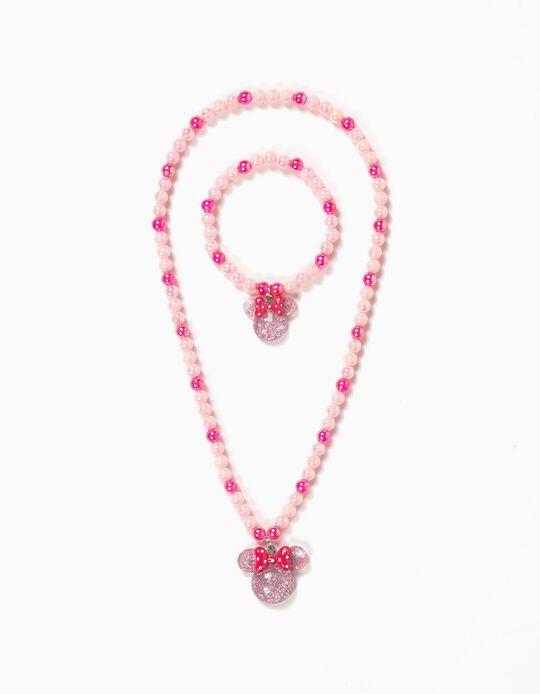 Pack Colar e Pulseira Minnie Rosa