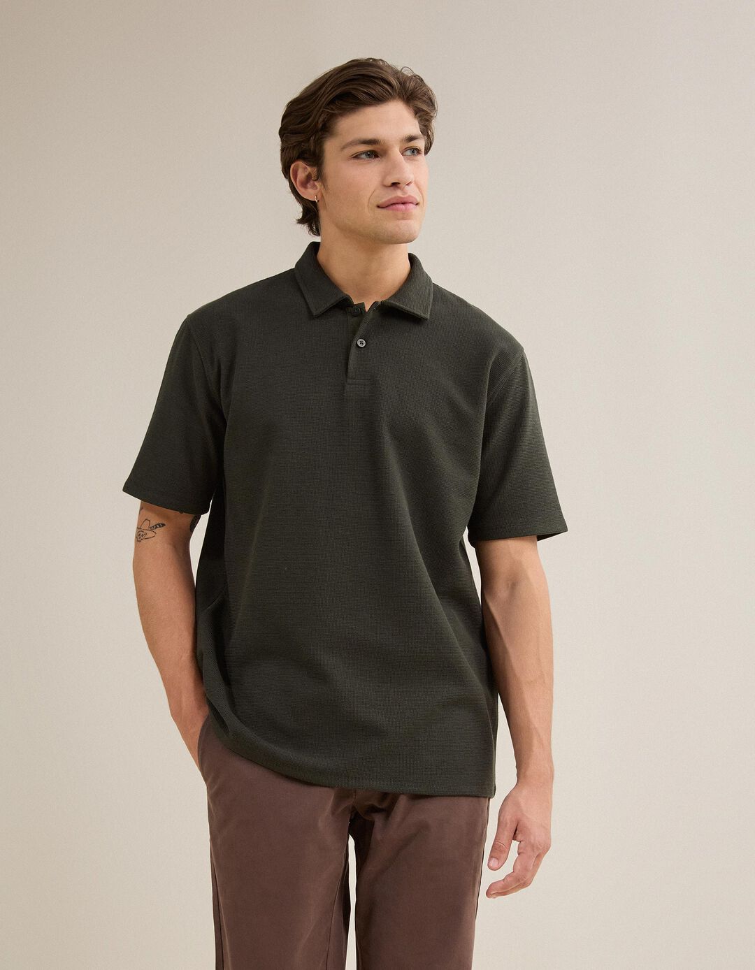 Polo Estruturado, Homem, Verde Escuro