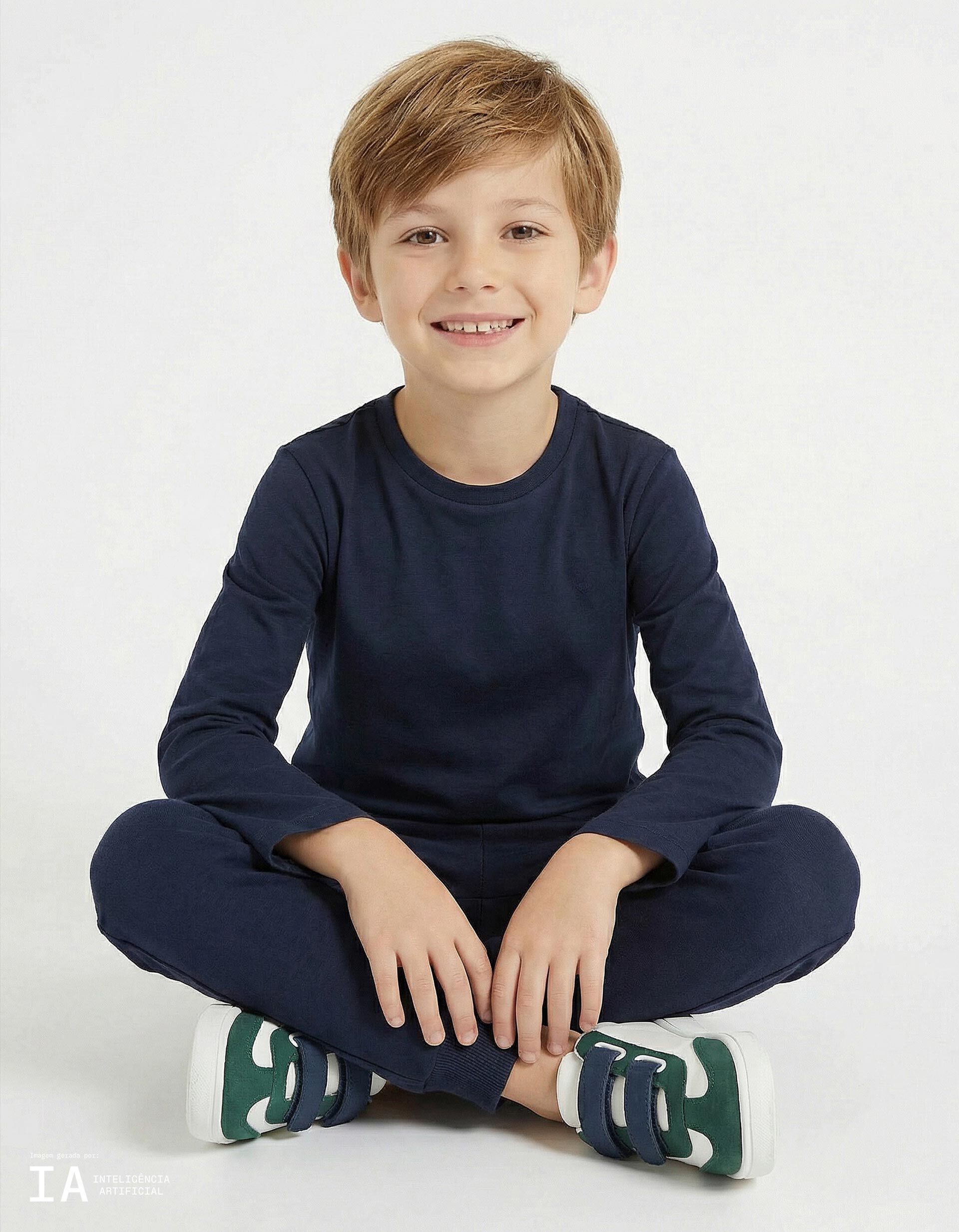 Comprar Online T-shirt de Manga Comprida, Menino, Azul Escuro