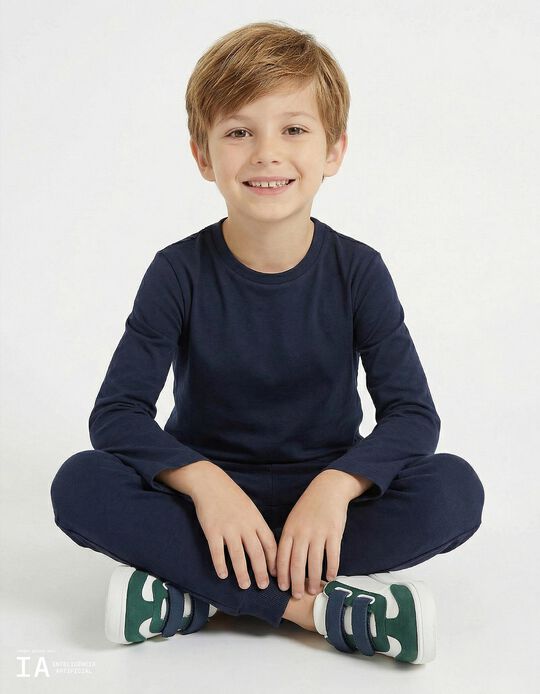 Comprar Online T-shirt de Manga Comprida, Menino, Azul Escuro