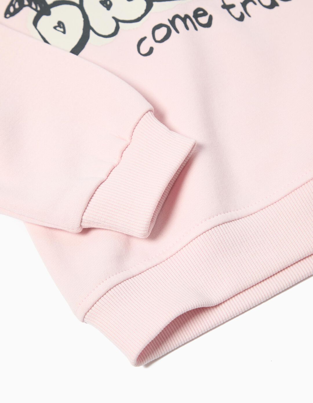 Sweatshirt de Felpa, Menina, Rosa Claro