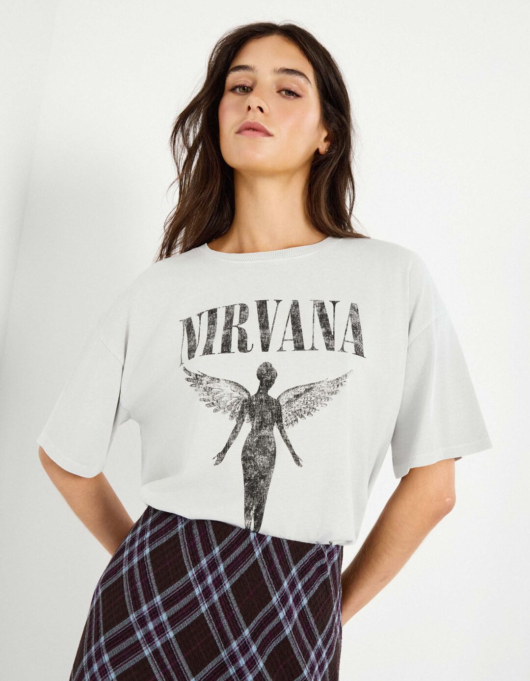 T-shirt 'Nirvana', Mulher, Cinzento Claro