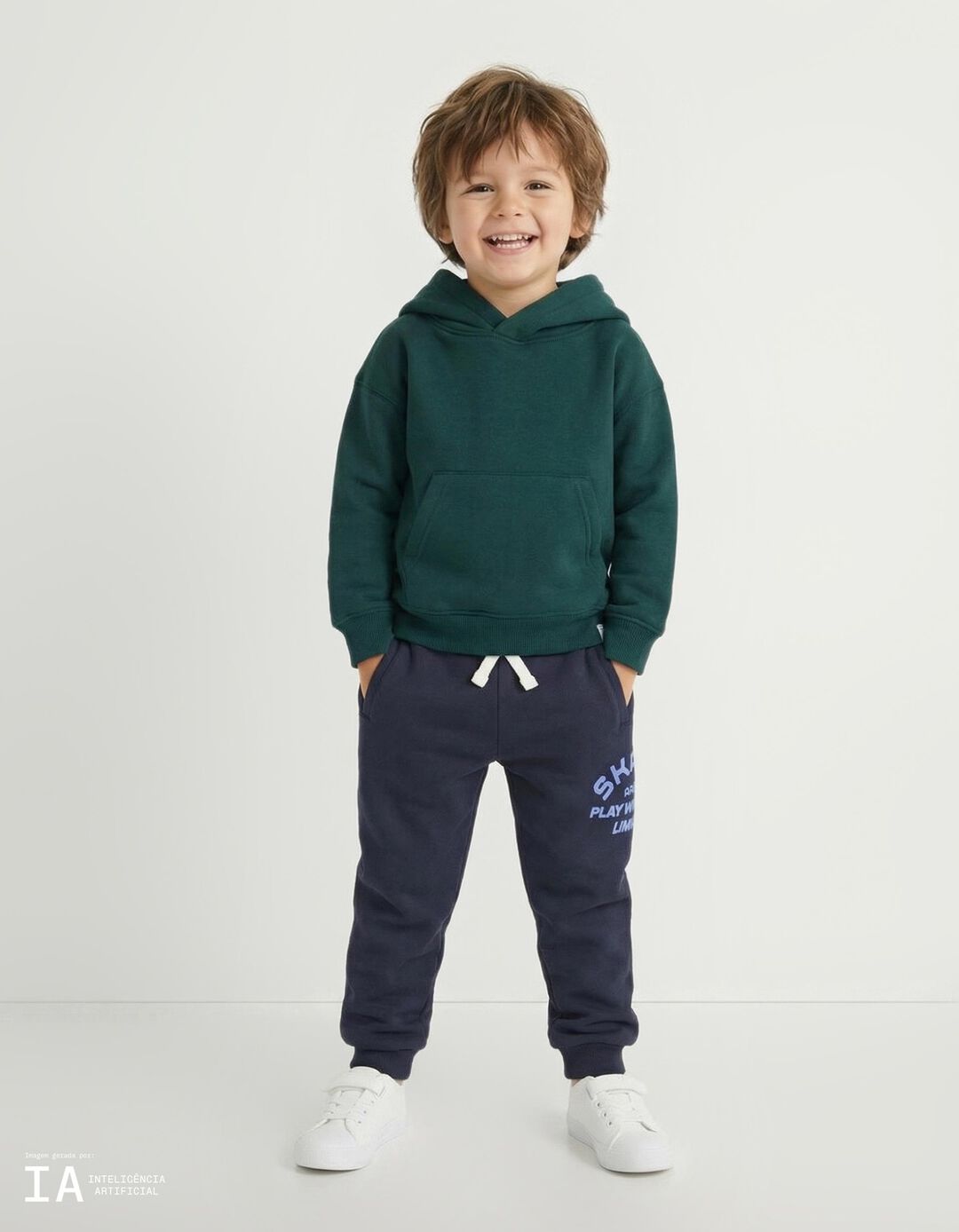 Sweatshirt com Capuz, Menino, Verde Escuro