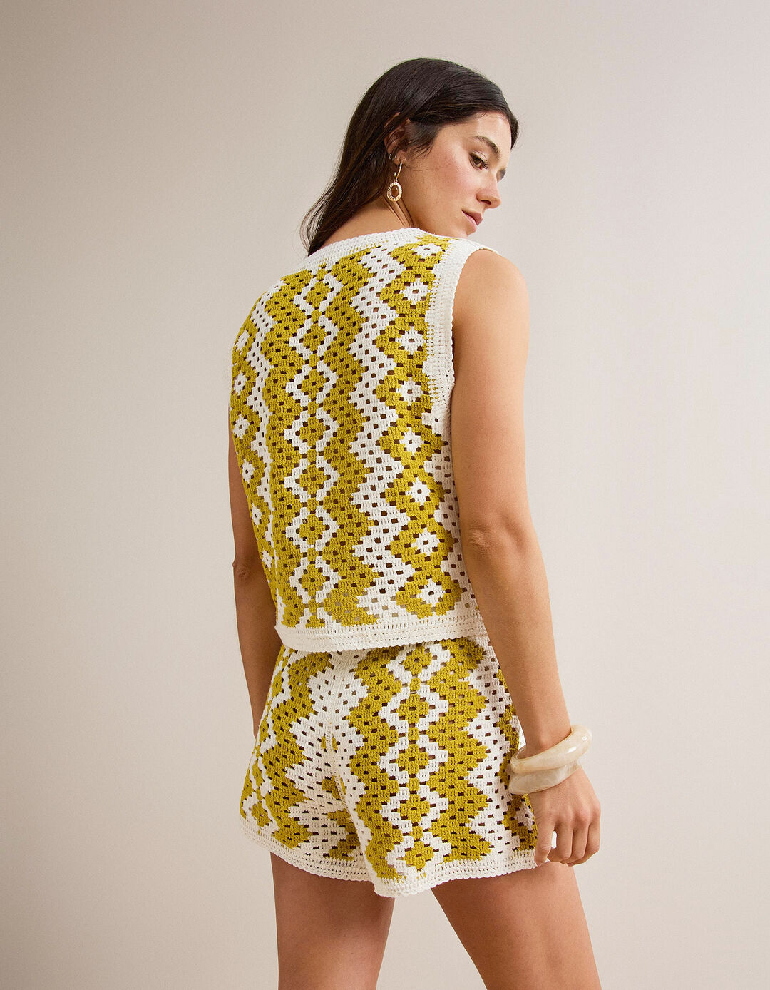 Colete Crochet, Mulher, Amarelo