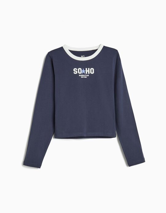 Comprar Online T-shirt de Manga Comprida, Menina, Azul Escuro