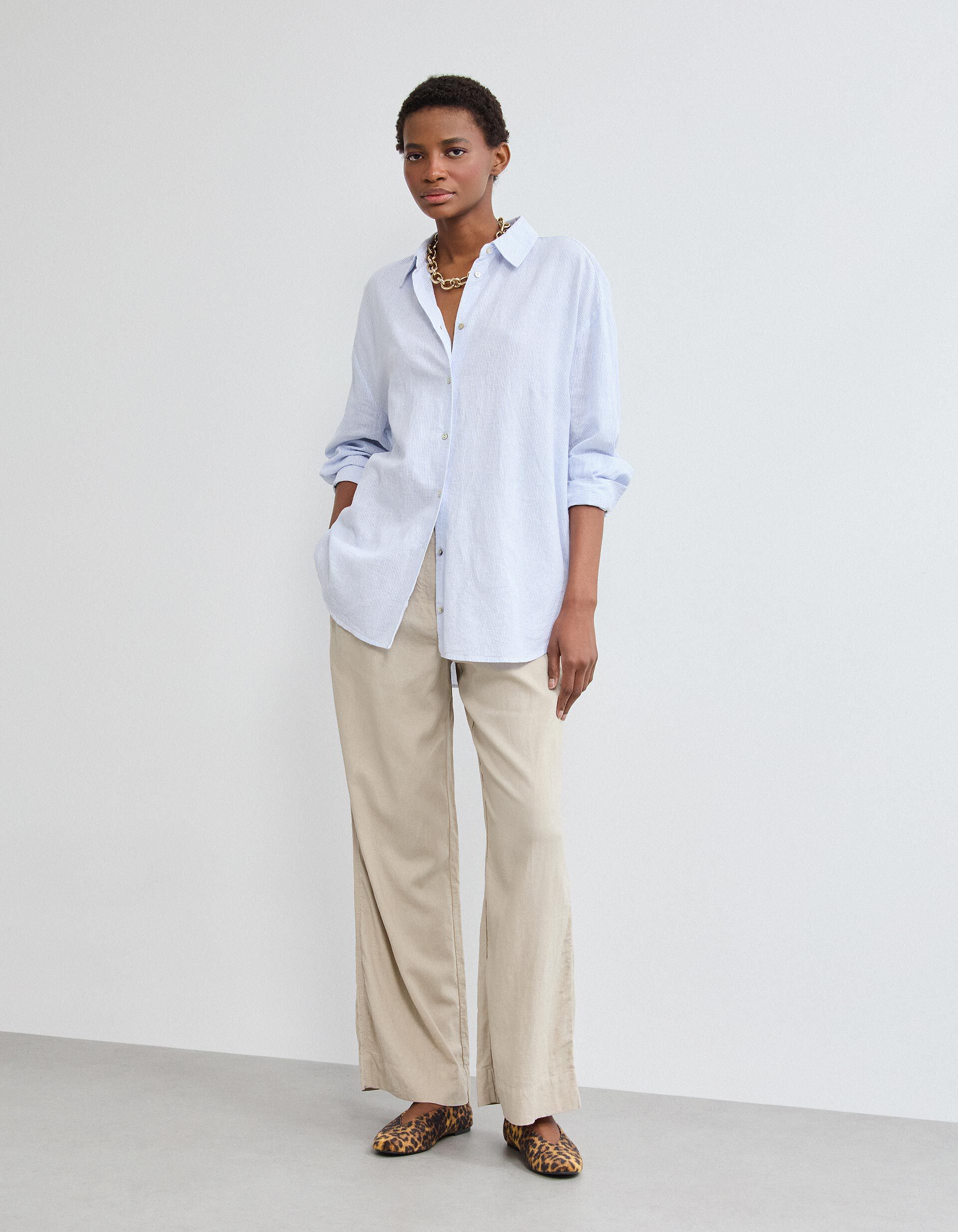 Comprar Online Camisa com Linho, Mulher, Azul