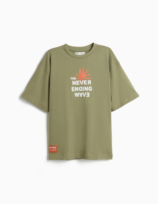 Comprar Online T-shirt 'Loose Fit', Menino, Verde Escuro