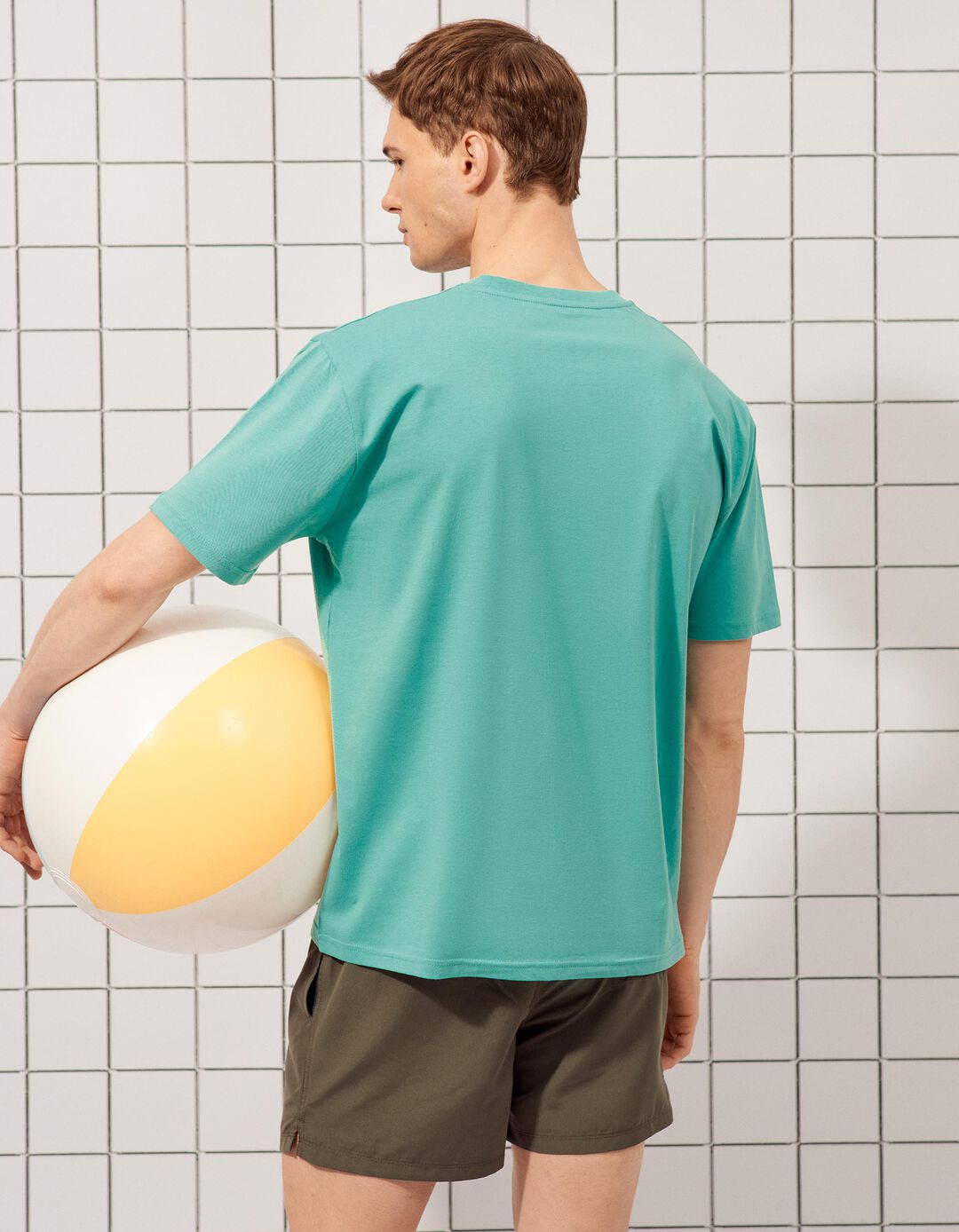 T-shirt Estampada, Homem, Verde Claro 