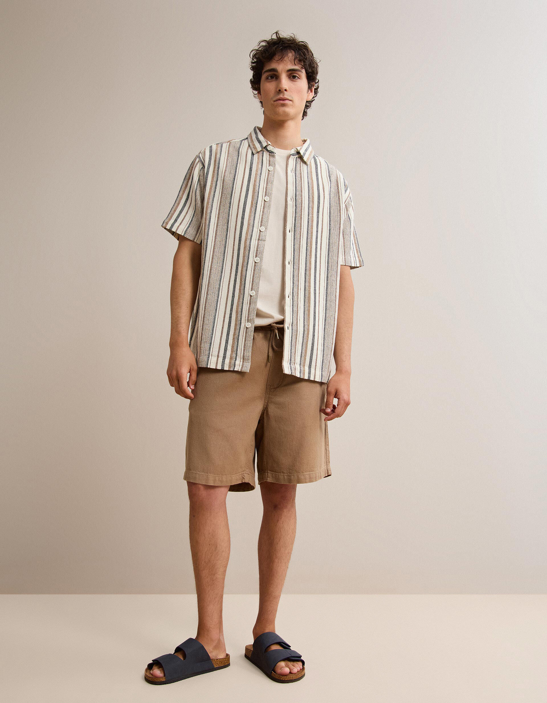 Comprar Online Camisa Riscas, Homem, Bege