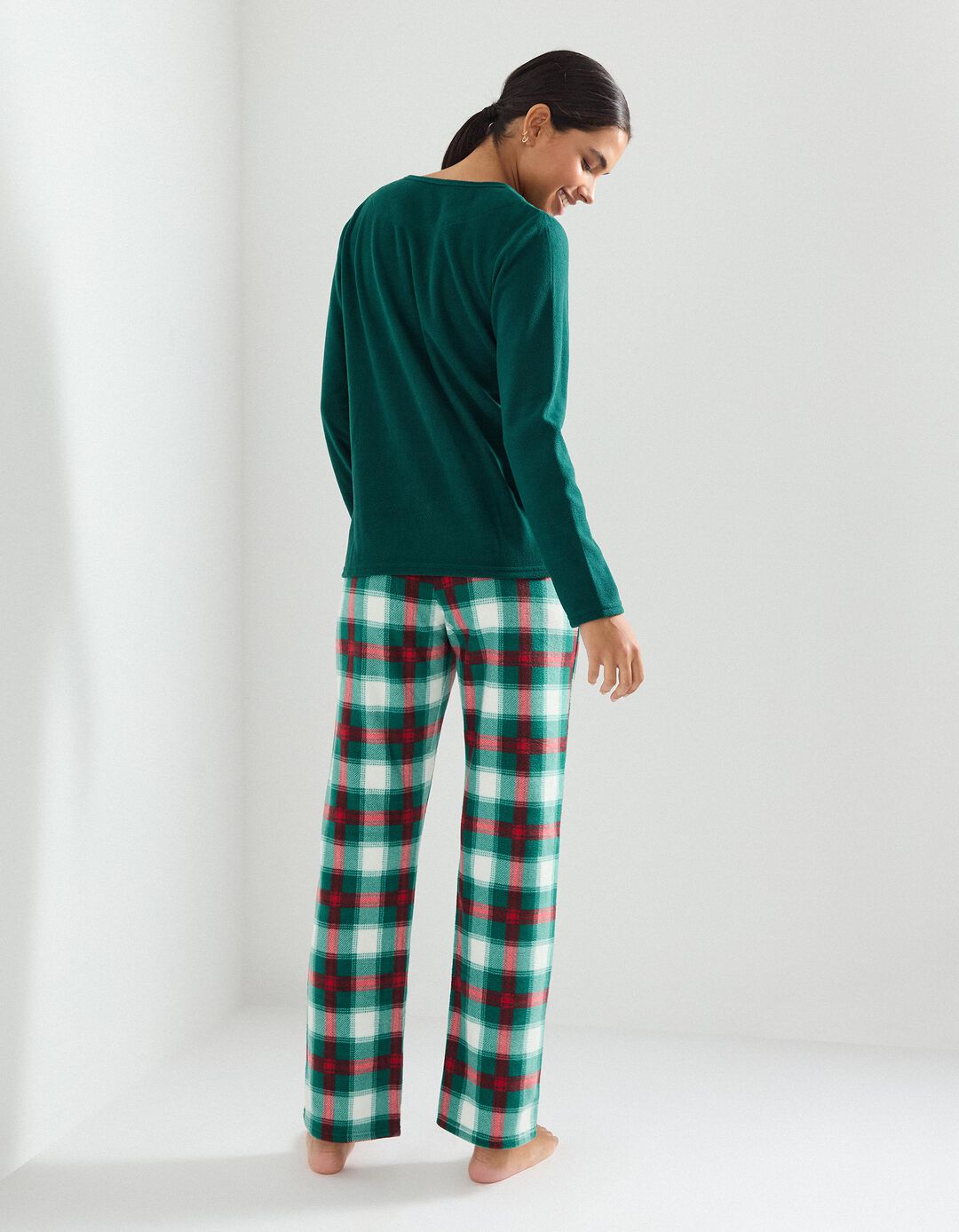 Pijama Polar Natal, Mulher, Verde Escuro 