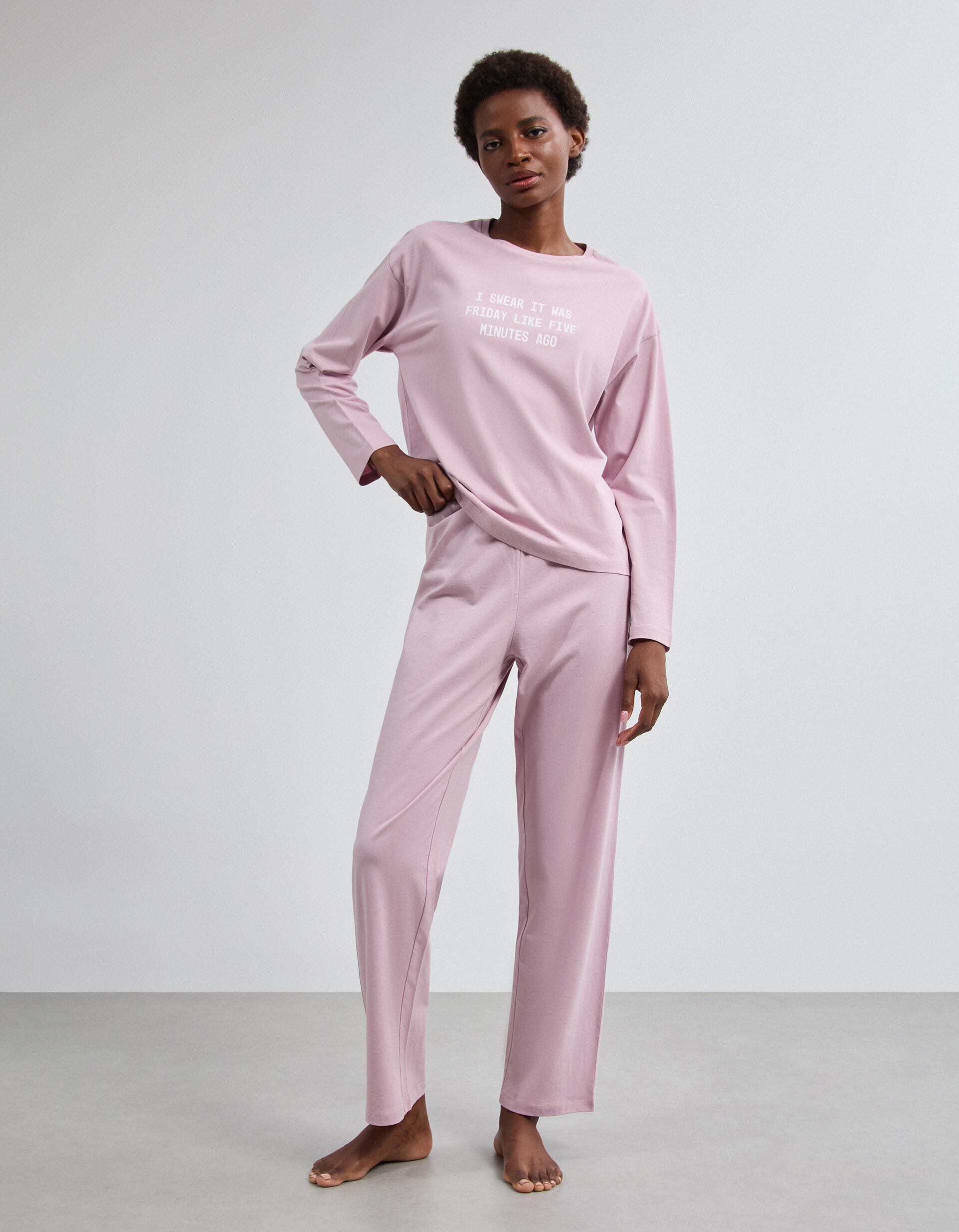 Comprar Online Pijama Jersey Estampado, Mulher, Rosa Claro