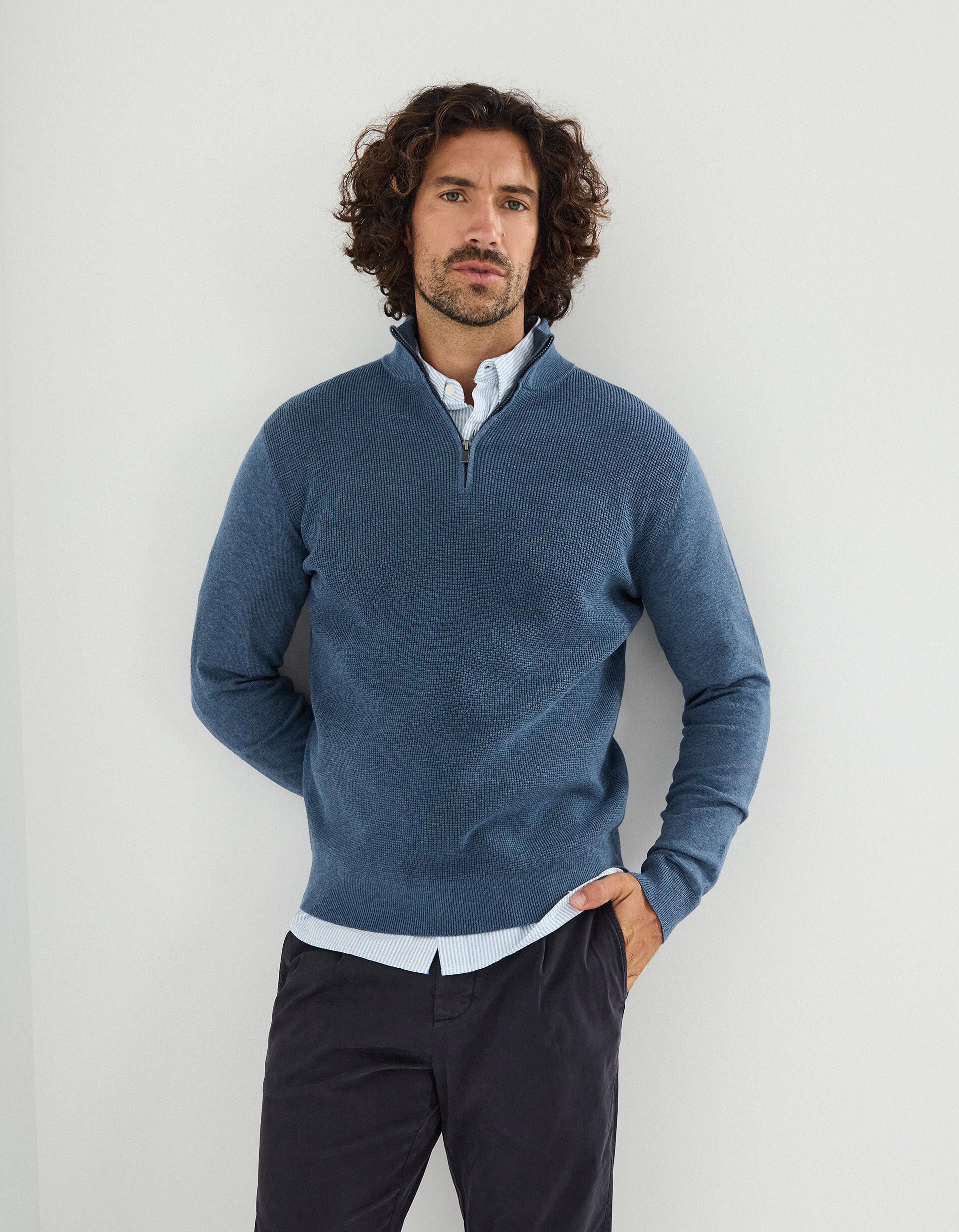 Comprar Online Camisola com Fecho, Homem, Azul