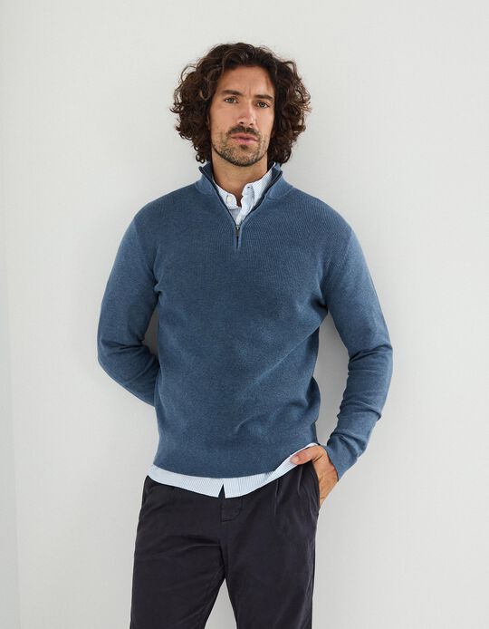 Comprar Online Sweatshirt com Fecho, Homem, Azul