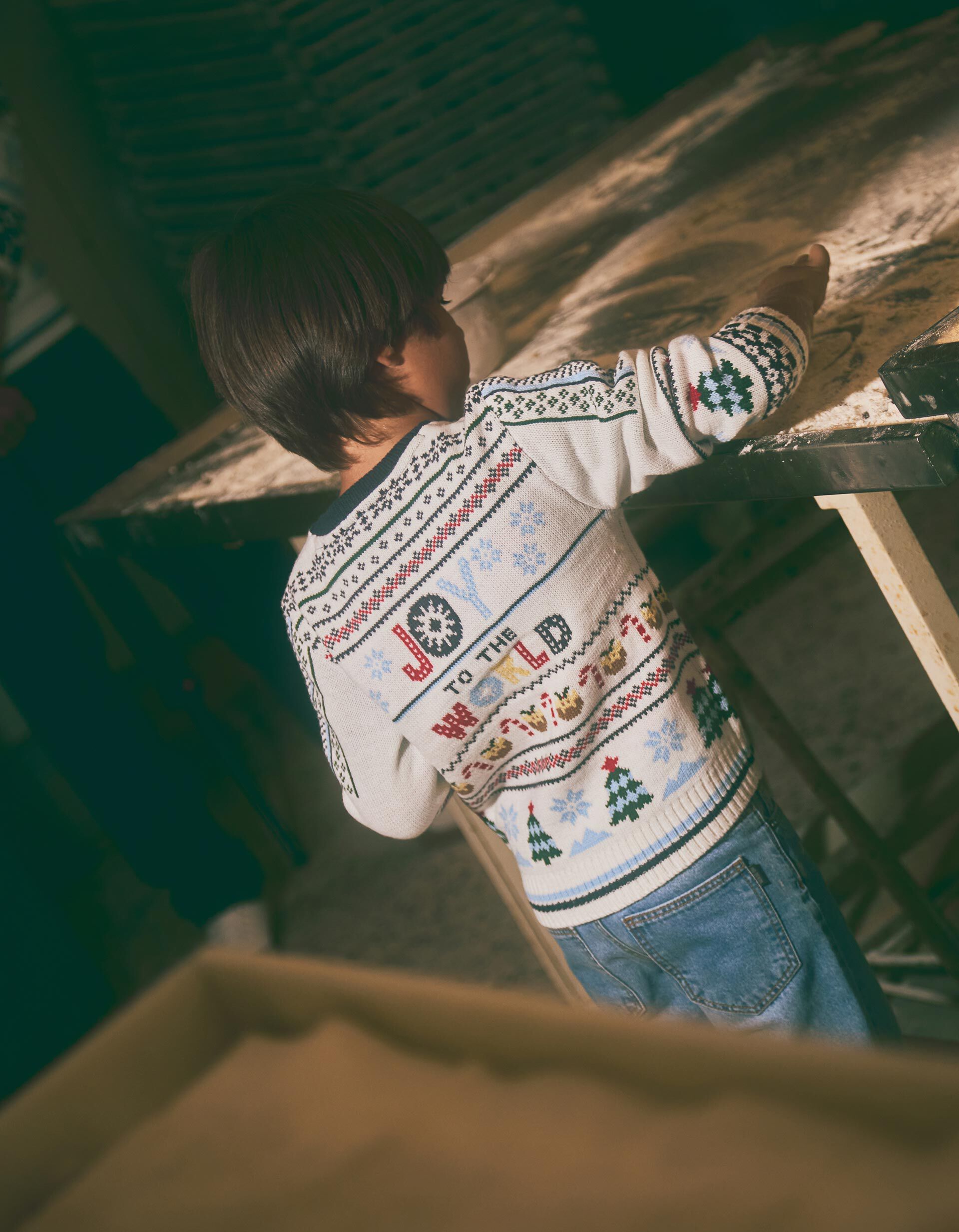 Comprar Online Camisola Malha Natal, Menino, Bege Claro