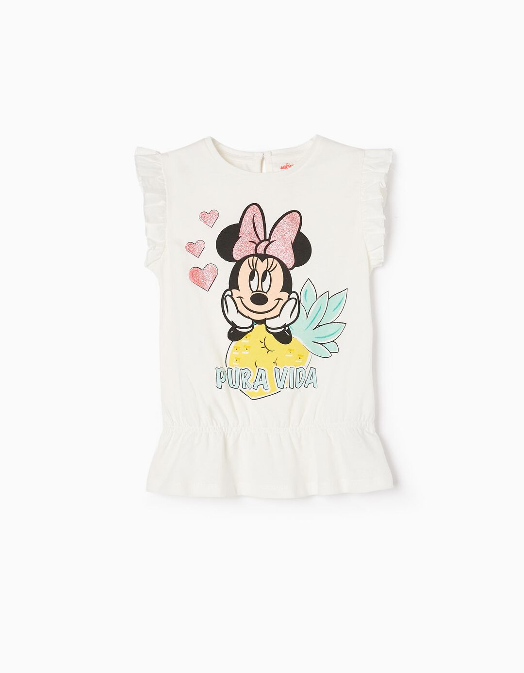 T-shirt de Algodão para Menina 'Pura Vida Minnie', Branco