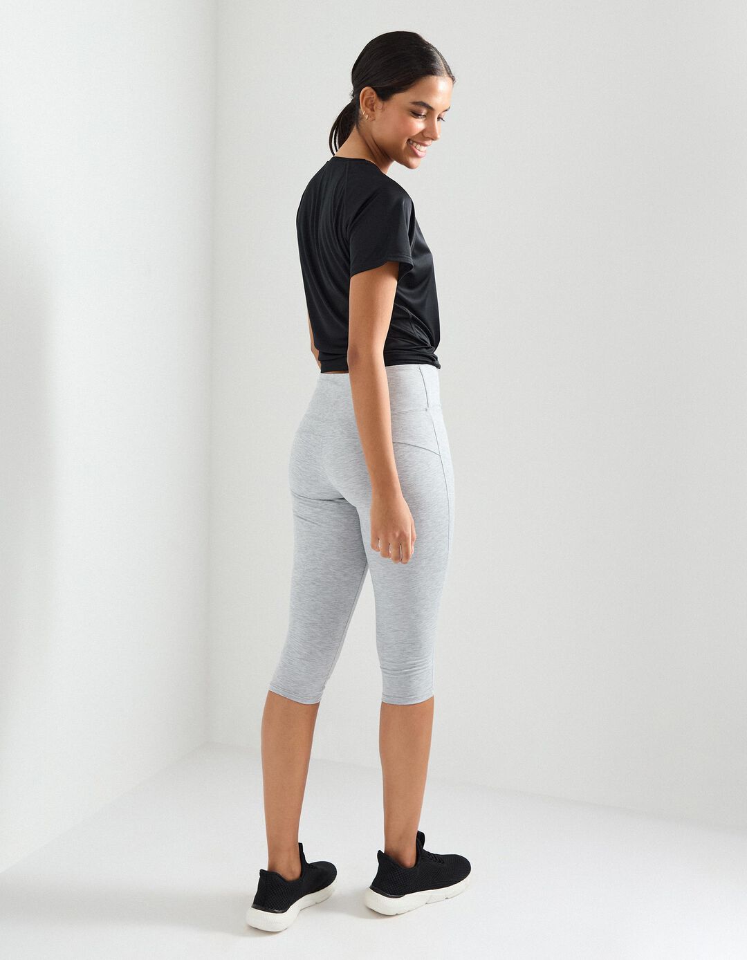 Leggings de Desporto Curtas, Mulher, Cinzento 